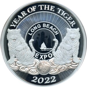 Long Beach Expo 2022 Silver 5 kilo Panda, Pandas at the ancient bridge, Year of the Tiger